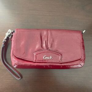 Vintage Coach Red Patent Wristlet
